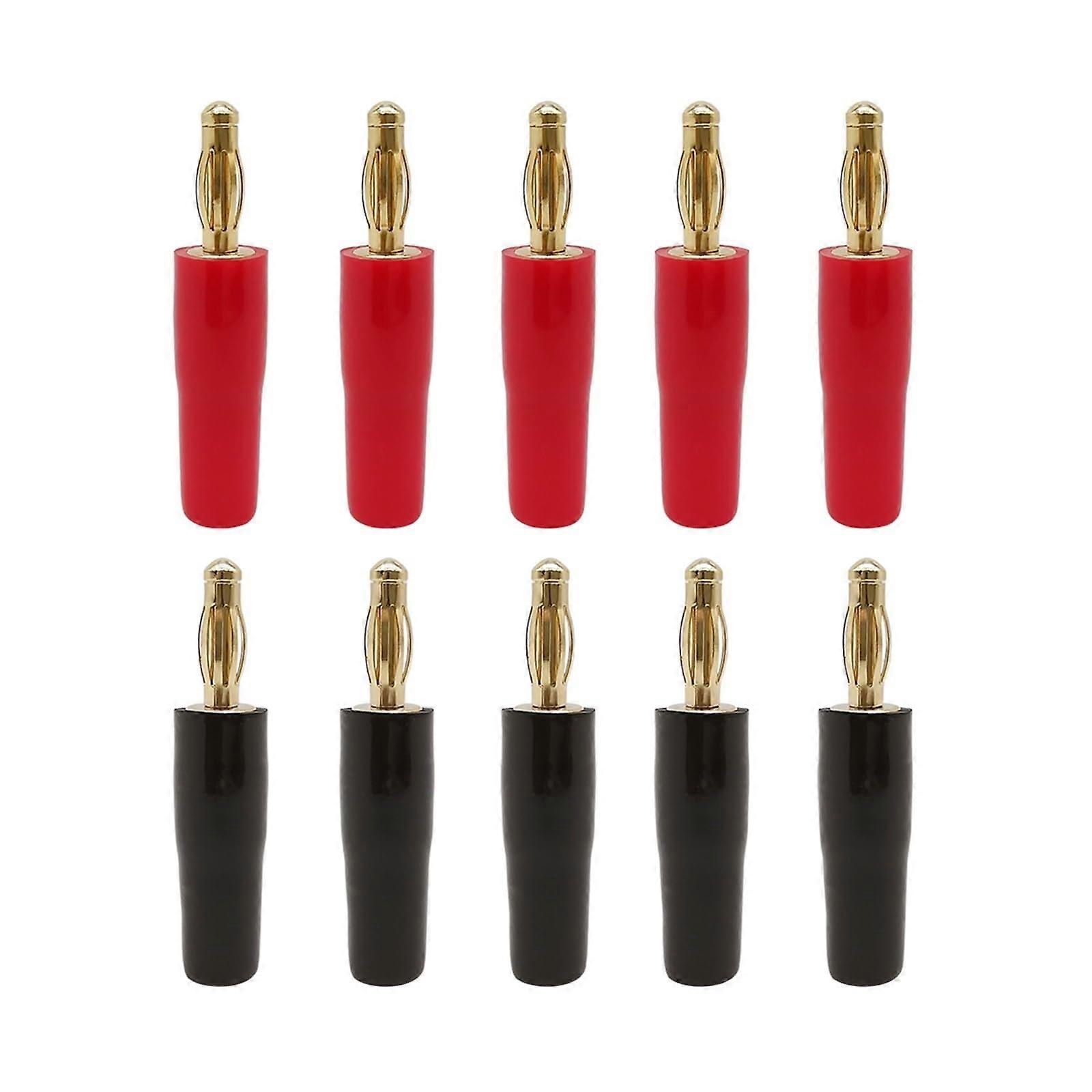 10Pcs Gold Nickel Plated Banana Plug Connector Red Black Speaker Cable Socket Binding Post