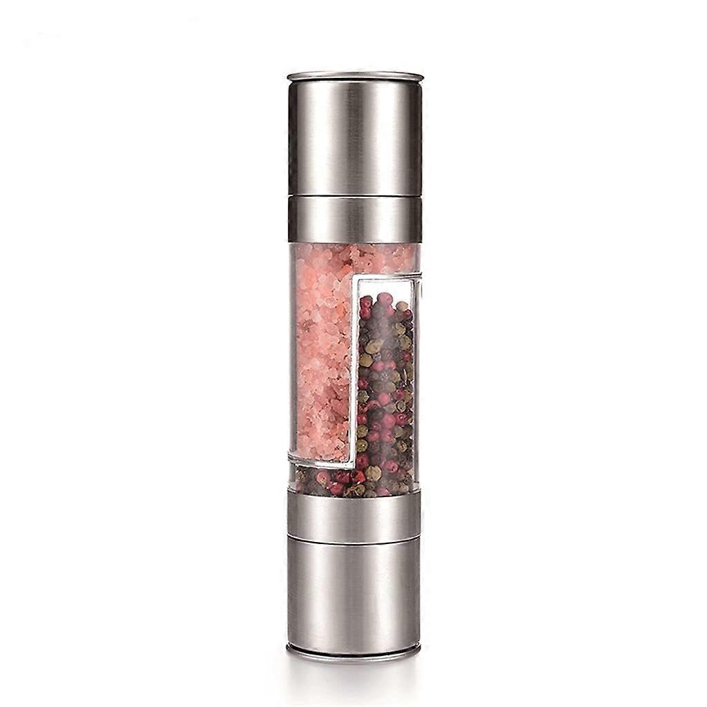 Refillable Stainless Steel Salt and Pepper Grinder 2in1 Adjustable Ceramic Pepper Mill