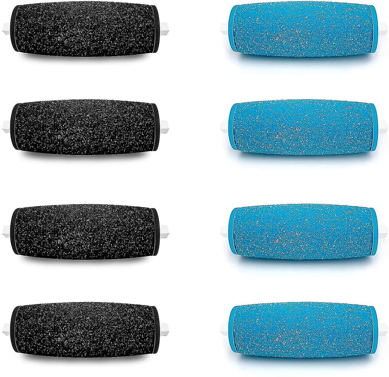 8 Foot Scrubber Rollers - Compatible With Electric Foot File, Extra Large Heads For Feet, Pedicure Tools For Removing Hard Dead Skin (blue And Black)