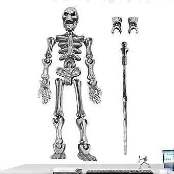 Skeleton Action Figure with Flexible Articulated Joints and Magnetic Base, Realistic Desk Decoration