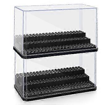 Conjunto de 2 Estojos Expositores para Miniaturas, Empilháveis, em Plástico Transparente à Prova de Poeira, Compatíveis com Blocos de Montar Lego e Figuras de Ação de Vinil.