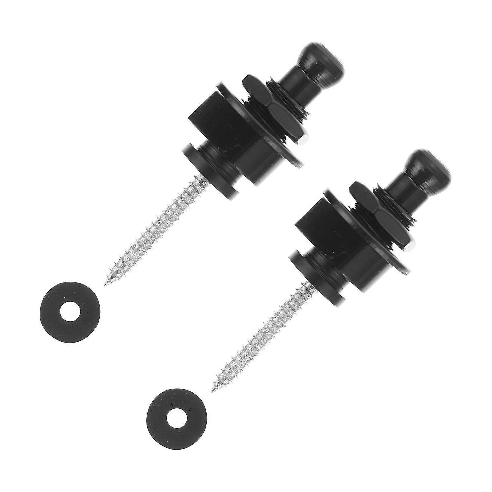 Guitar Strap Button Locks for Bass and Ukulele Strap 2Pcs Black