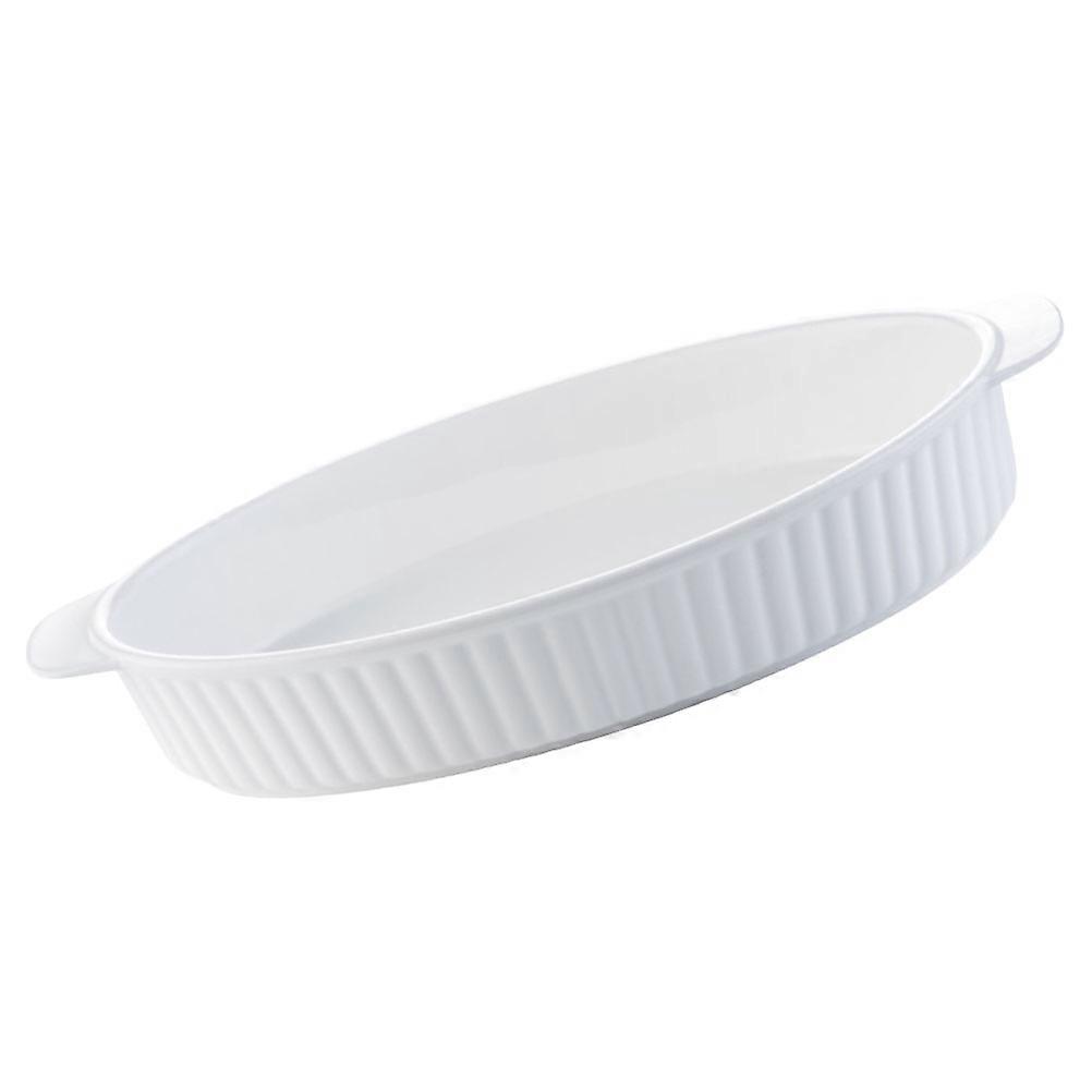 White Ceramic Baking Pan Oval Dish for Storage Use Kitchen Bakeware