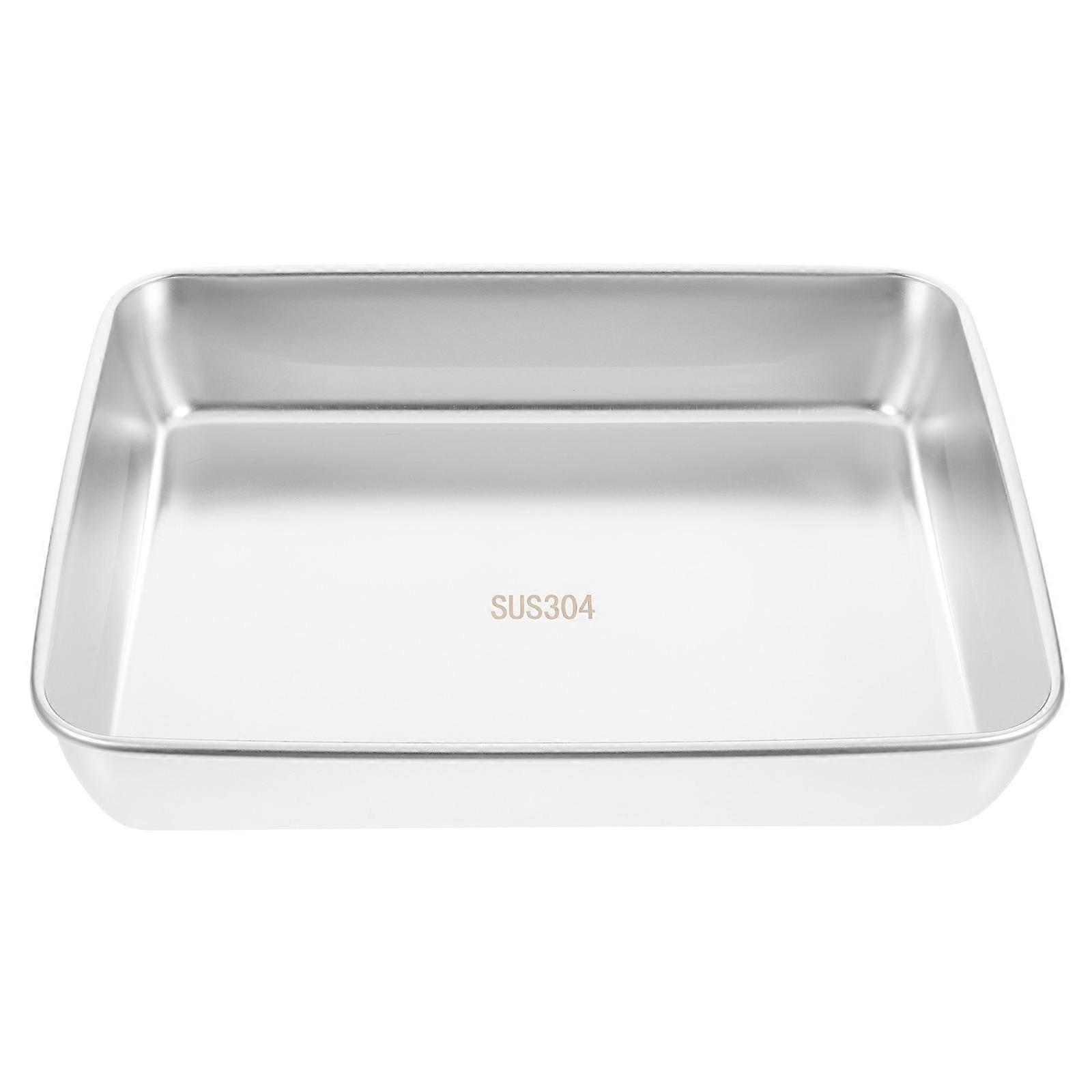 Rectangle Cake Pan Stainless Steel Baking Pans For Home Users Bread Baking Multi Functional Storage 1Set