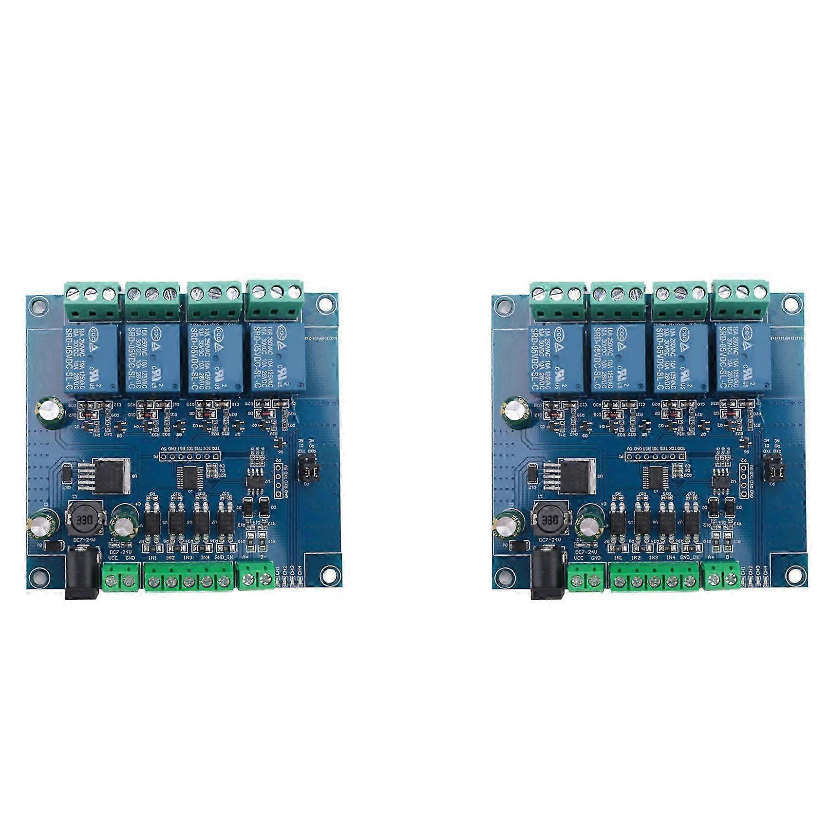 2X Modbus Rtu 4 Ch Relay Module Input 485 Ttl Uart Communication 4-Channel Input 7-24V Relay Module