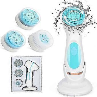 H-Facial Cleansing Brush, Waterproof Electric Face Brush Two-way Rotation With 3 Brush Heads Usb Rechargeable Facial Cleansing Device For Exfoliation