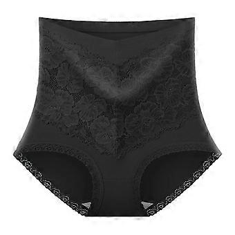 Breathable Cotton Underwear Panties for Women High Waist Floral Lace Splicing Panty Knickers Full Coverage Briefs light green XL