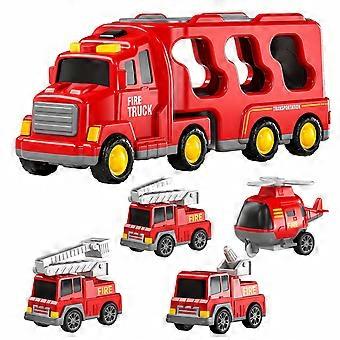 Brandbillegetøjssæt egnet til børn over 2 år, 5-i-1 brandbillegetøj, Friktionsmotorkøretøjslegetøjssæt, A [MI]