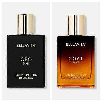 Herenparfumset van 2 x 100 ml - Houtachtige en citrusgeuren voor overdag en 's avonds.