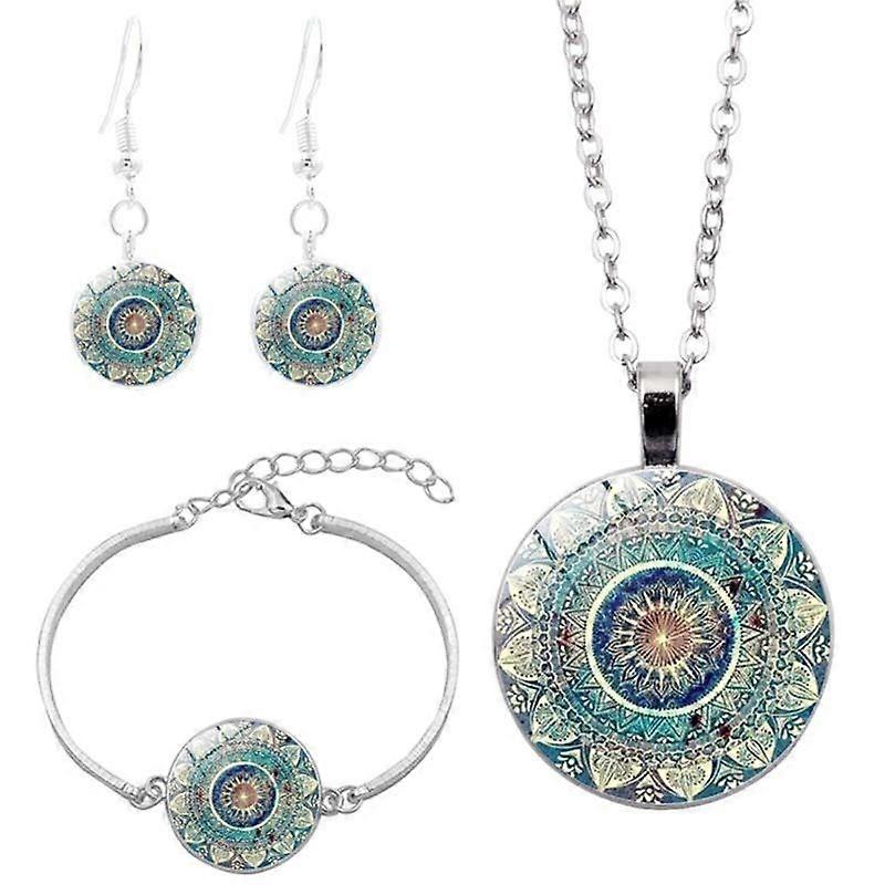 Ensemble unique de pendentif en pierre Collier Mandala durable et