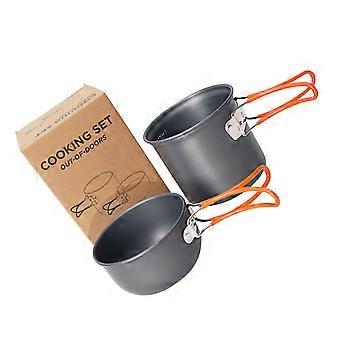 Camping Cookware Set with Folding Handle, Lightweight Aluminum Backpacking Pot Kit for Outdoor Cooking