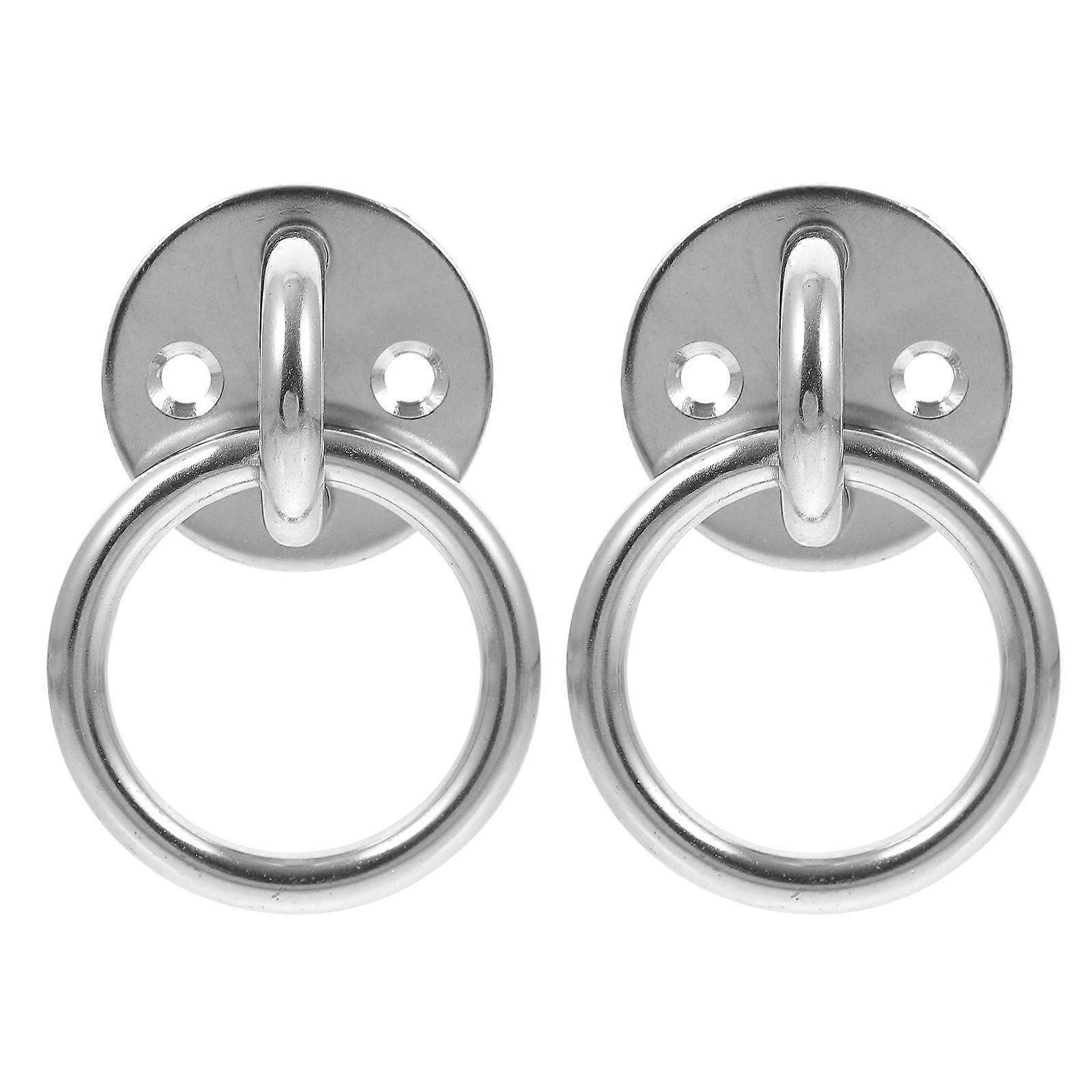 2Pcs Ceiling Wall Mount Fitting Useful Heavy Duty Round Pad Eye Hook Ring Silver