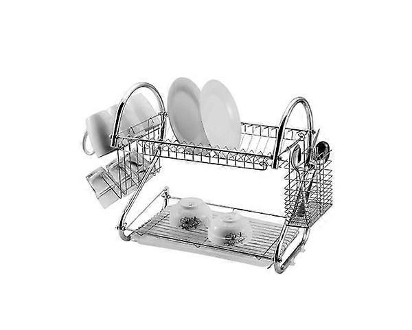 Double Layer Kitchen Dish Rack - Silver
