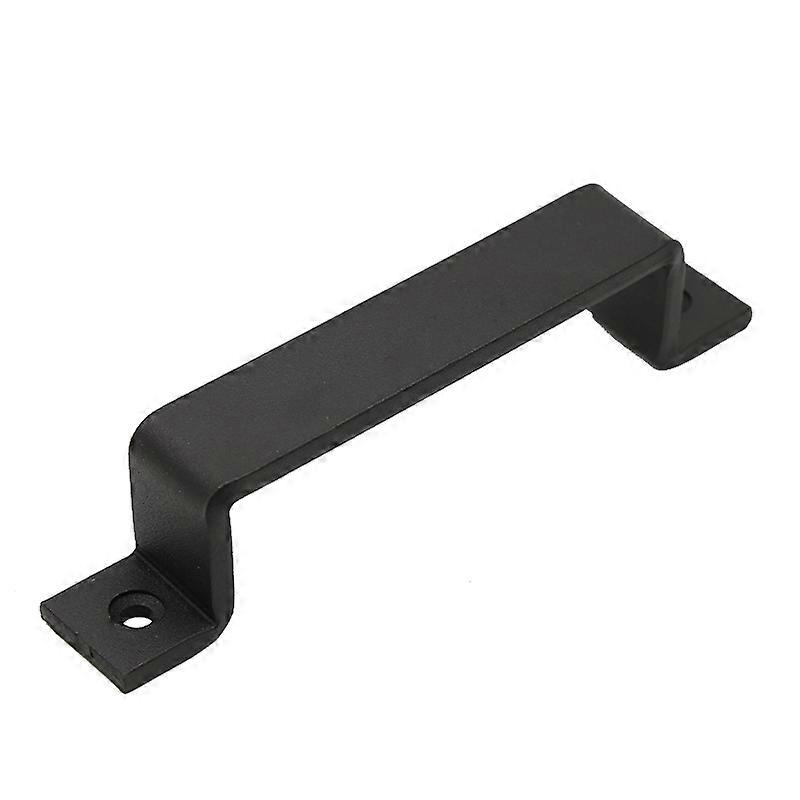 Black solid steel door handle with screws (black).