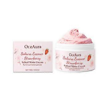 OceAura Cherry Blossom Strawberry Body Scrub reinigt op milde wijze de hoornlaag van de huid en is hydraterend en verfrissend.