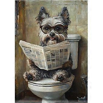 Cairn Terrier on Toilet Jigsaw Puzzle - Quirky Dog Reading Newwith Glasses - Dog Bathroom Decor Puzzles SQZ917