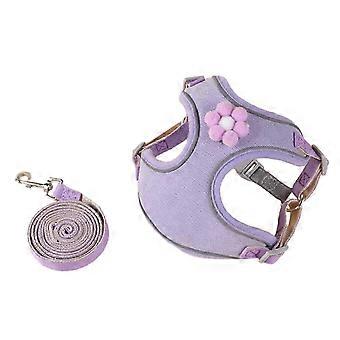 PetClub Small Dog Harness Leash Set, Reflective & Adjustable Vest with Flower Decoration, Quick-Release Buckle, Step-in Design compatible with Night S