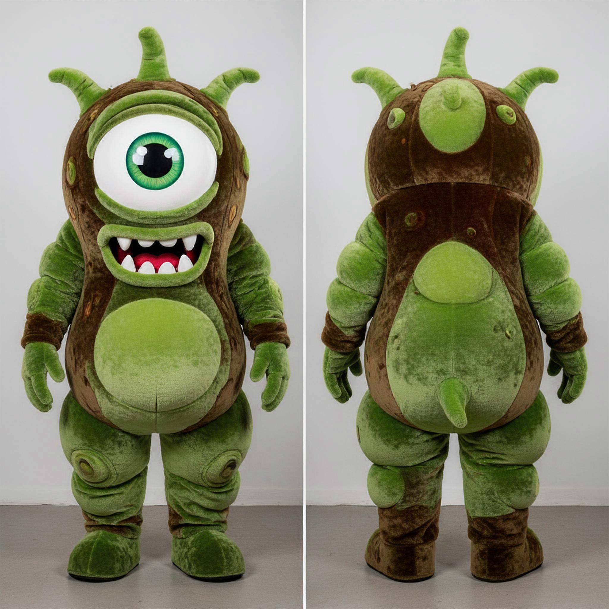MASTICOT Olive Green Cartoon Cyclops Mascot