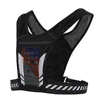 Breathable Running Vest Ultra Light Phone Pocket Trail Vest Water Bottle Holder Adjustable Straps Zip Reflective Vest Outdoor