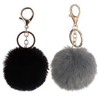 Flauschiger Plüsch-Schlüsselanhänger zur Dekoration, 2er-Set Taschenanhänger-Kollektion