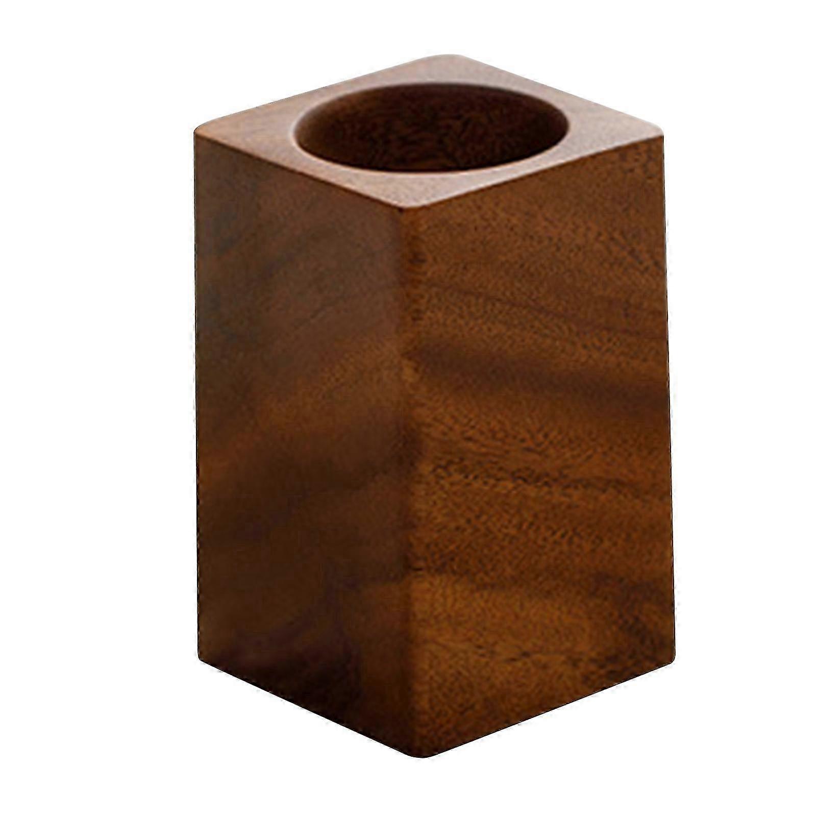 Walnut Wood Desktop Penholder Solid-Wood Construction for School