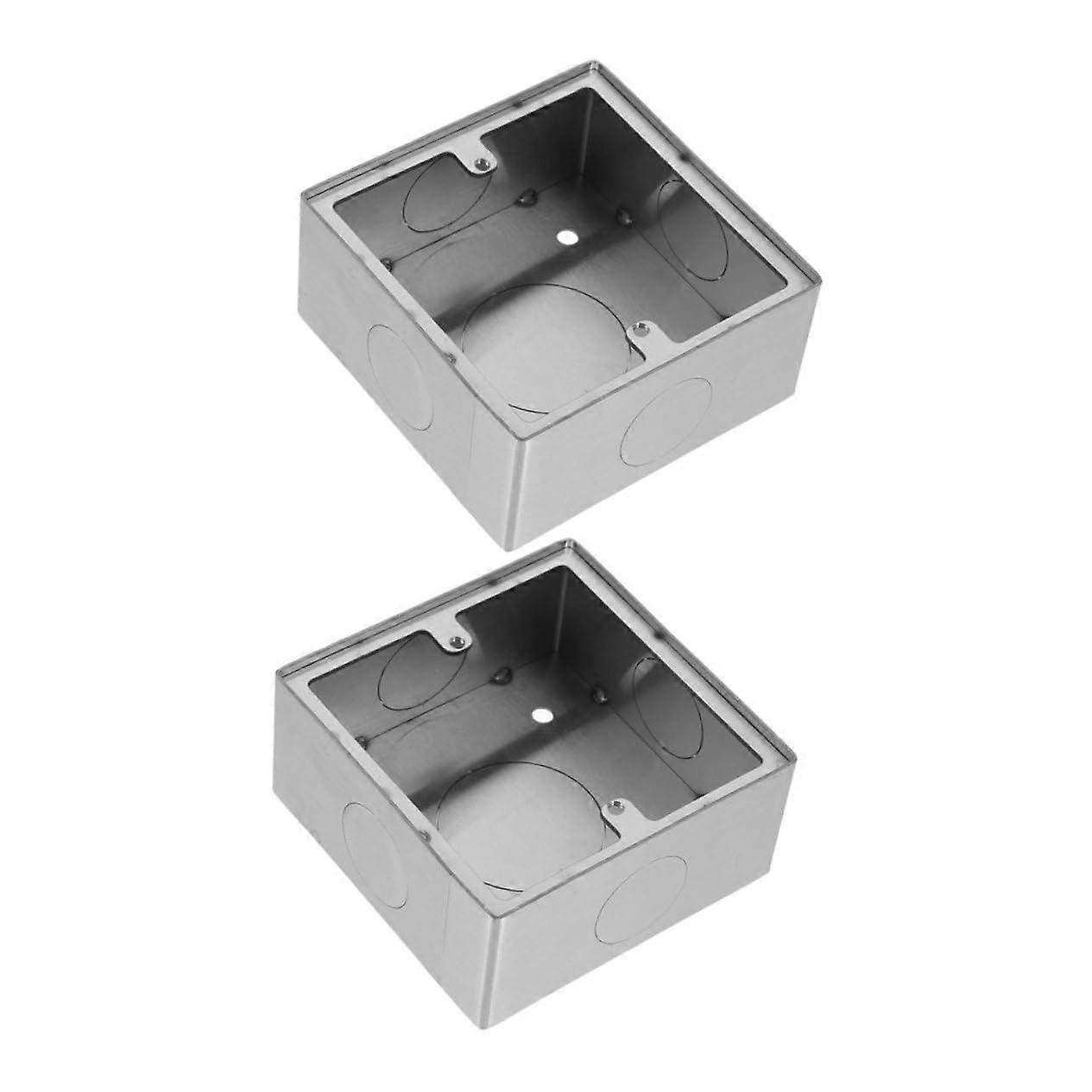 2pcs Fireproof Stainless Steel Electrical Junction Box Wall Mounted, Durable Surface Mount Socket Box for Home and Workshop