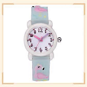 Kids Watch Cartoon 3D Flamingo Pattern Wristwatch Waterproof 1Pcs for Children