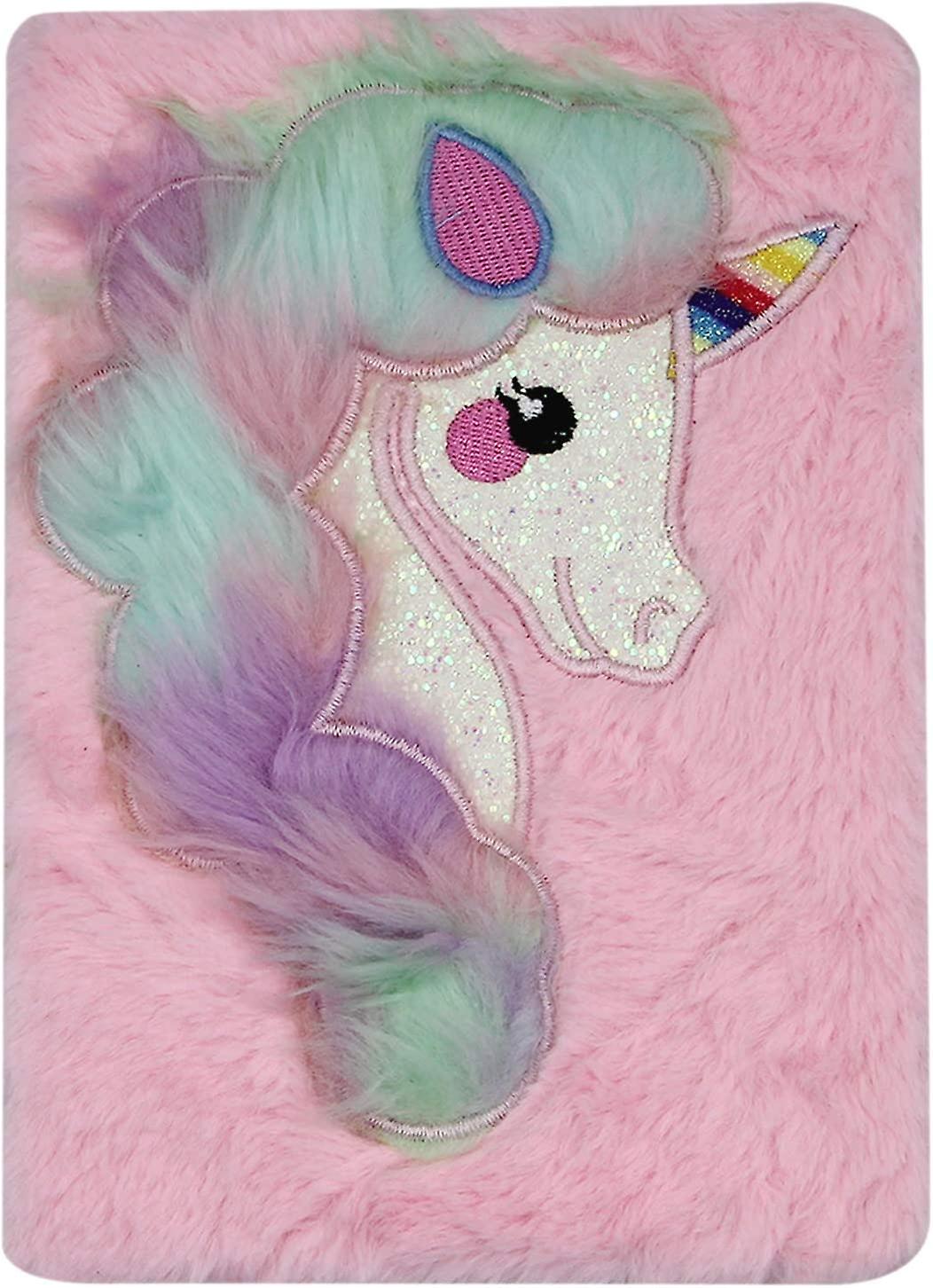 Arc en ciel licorne cahier enfants en peluche journal pour les filles adolescents flou Journal Bloc d’écriture A5 ligné 160 pages