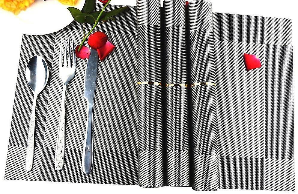 Placemats,set Of 8 Heat-resistant Place Mats,non-slip Washable Pvc Round Table Mats Woven Vinyl Placemat,12x18