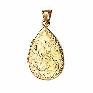 9ct Gold 28x19mm hand engraved flat teardrop Locket