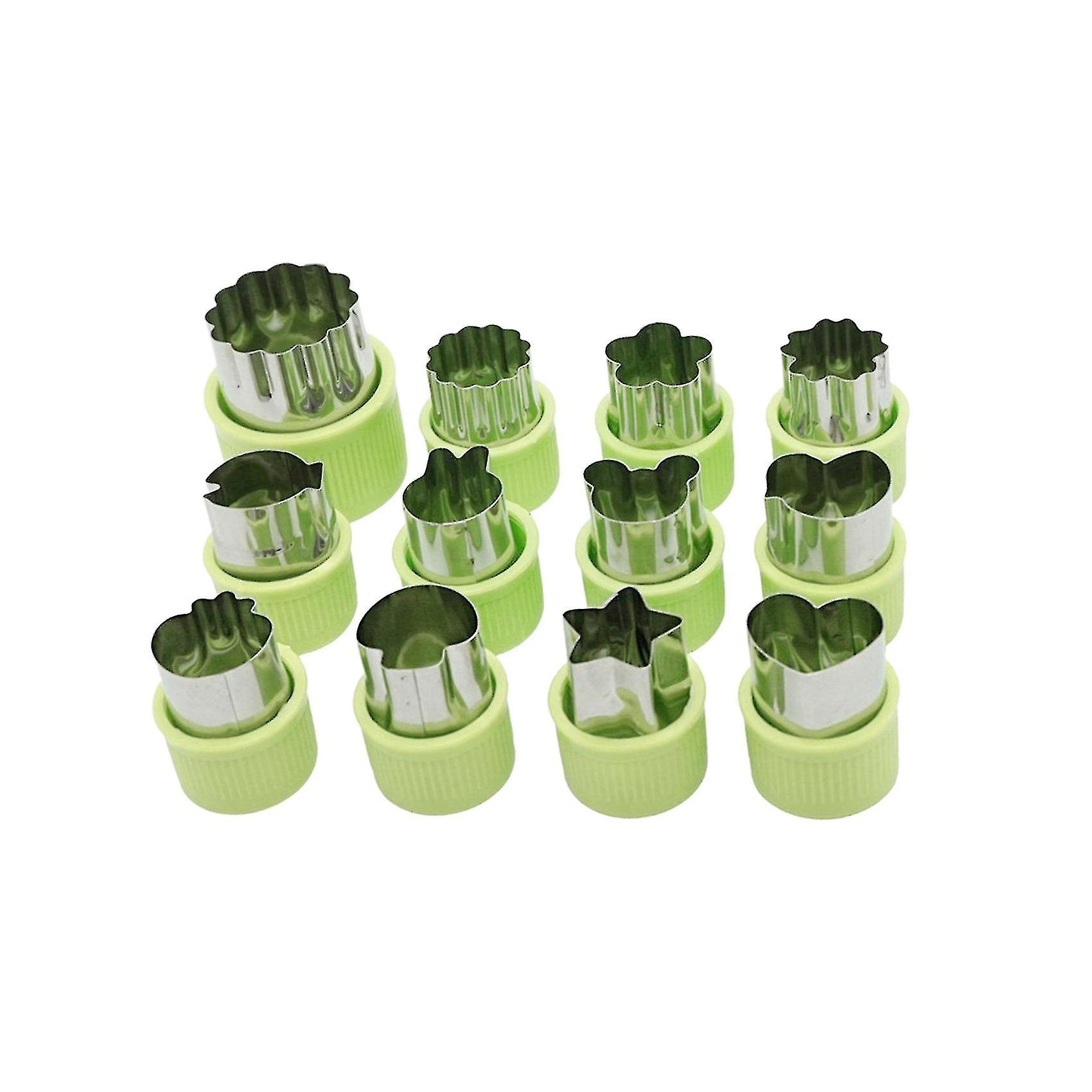 12pcs Mini Cookie Cutters Pie Crust Vegetable Fruit Cutter Baking Set Tools Accessories With Bear S