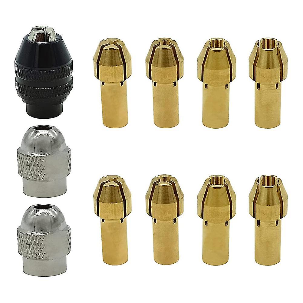 Drill Chuck Collet Set For , 11 Pcs Replacement 4485 Brass Quick Change Drill Nut Tool Set (1/32inc