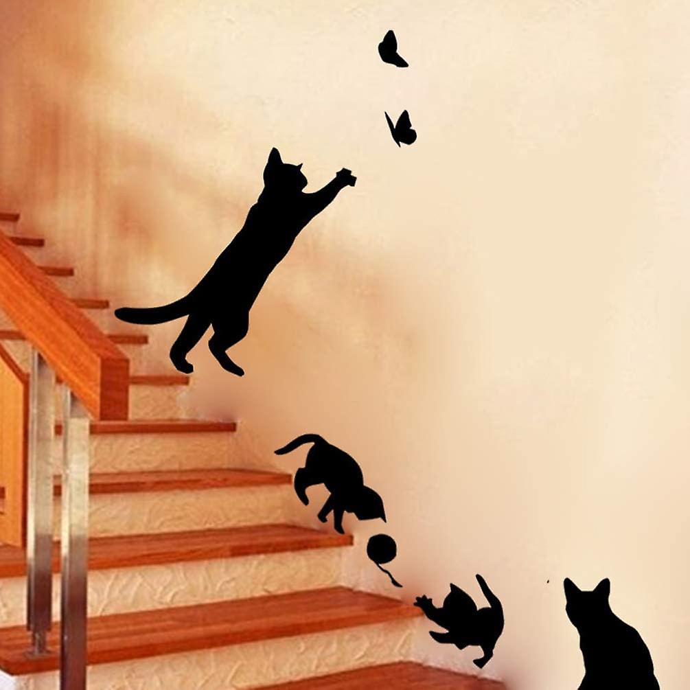 2 Pieces Black Cat Stickers for Bedroom Cat Wall Stickers Bedroom Cat