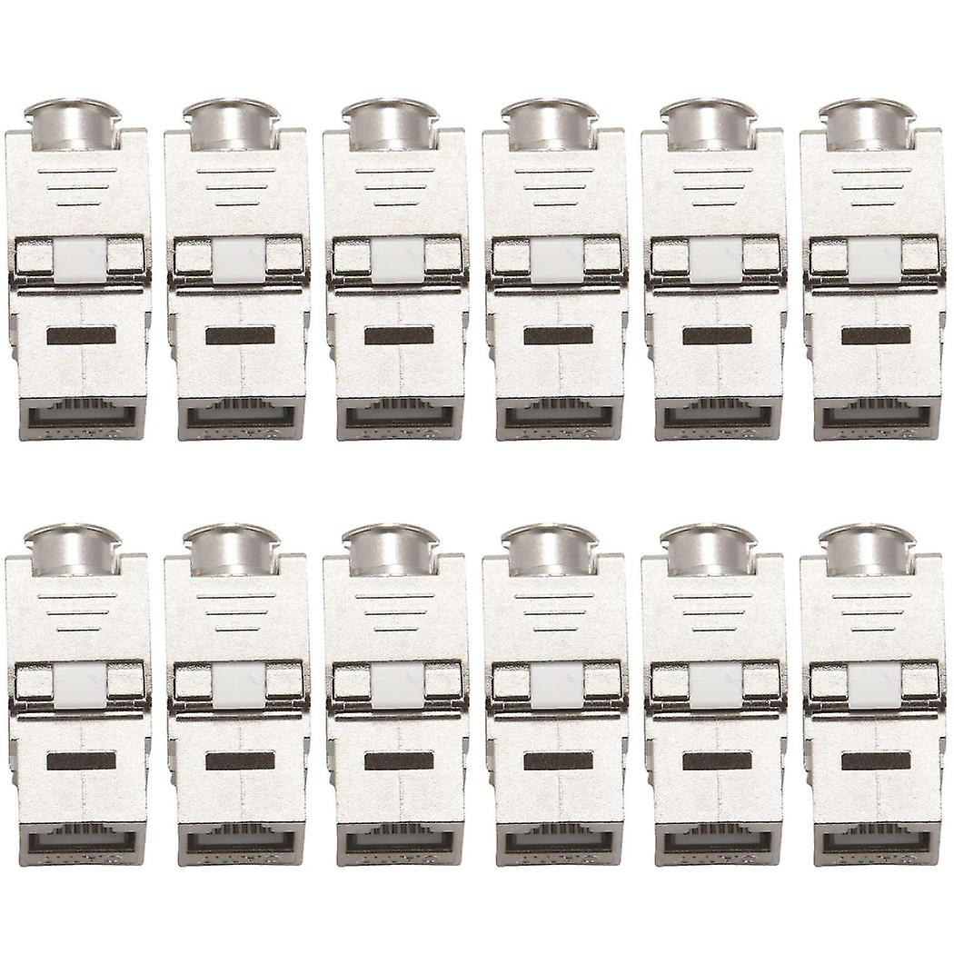 12 Pcs Rj45 Cat7 Cat6a Shielded Zinc Alloy Module Network Connector Adapter 10gb Network