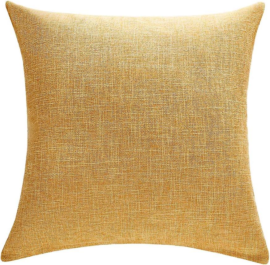 Mustard Yellow Pillowcase Antique Linen Decorative Square Pillowcase 45*45cm For Sofa Decoration