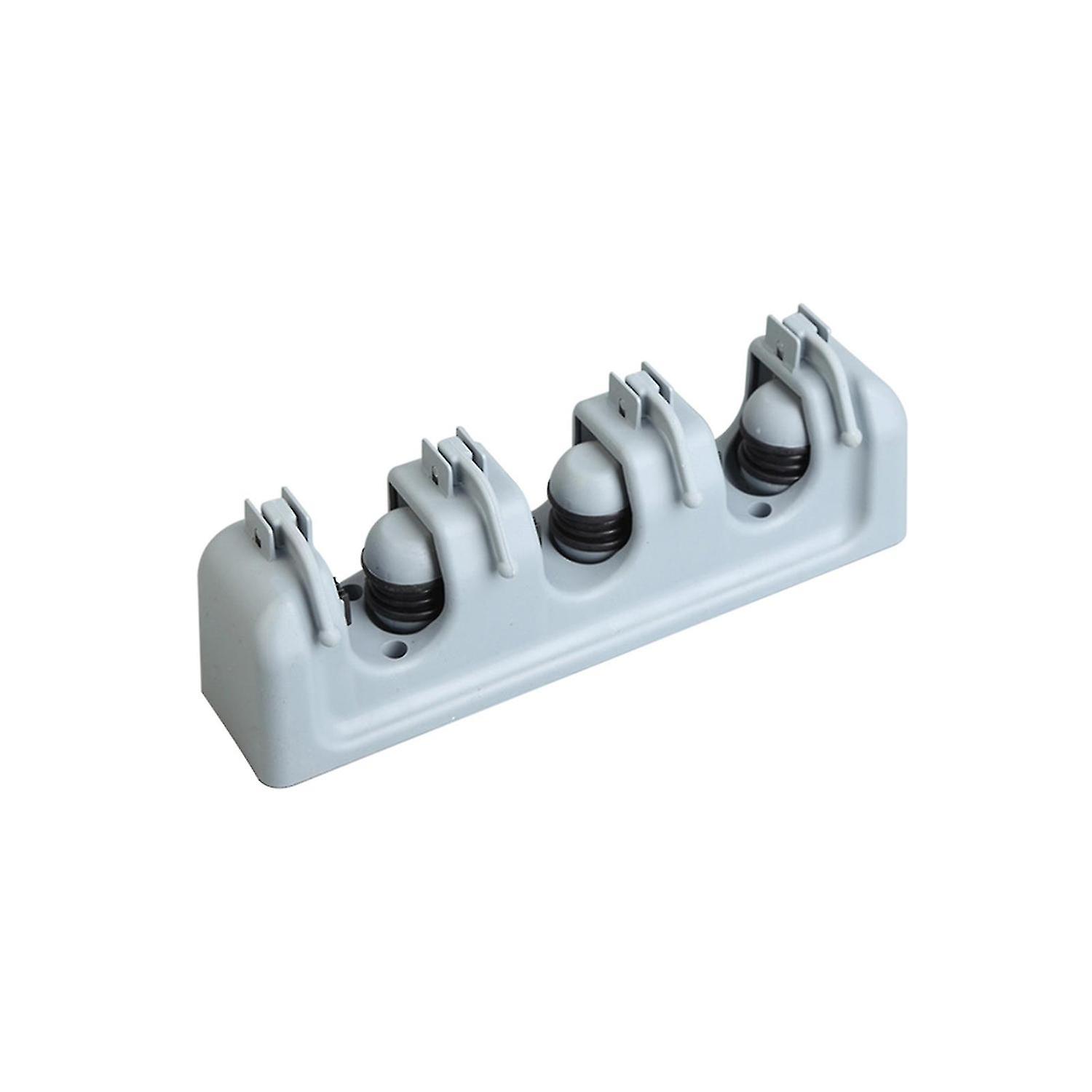 Laundry Broom Mop Holder Brush With Hooks Space Saving Kitchen Wall