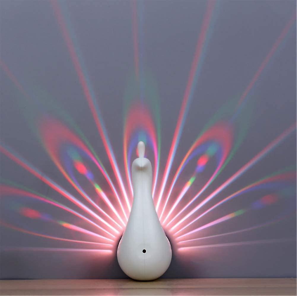 Wall Lamp Led Peacock Projection Light Colorful Lights Remote Control Setting Usb Charging Bedroom C