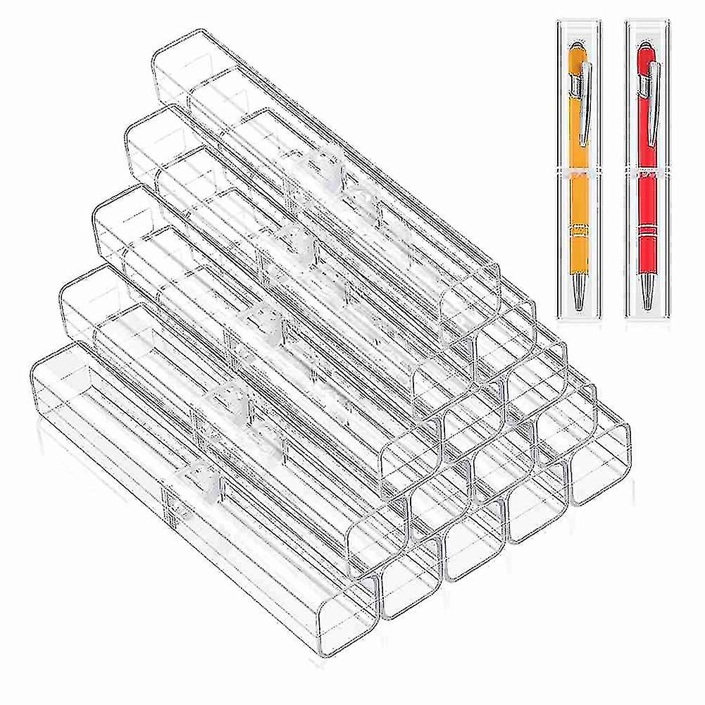 20 Pieces Plastic Clear Acrylic Pen Case, Gift Empty Pencil Boxes Plastic Pen Container For Student
