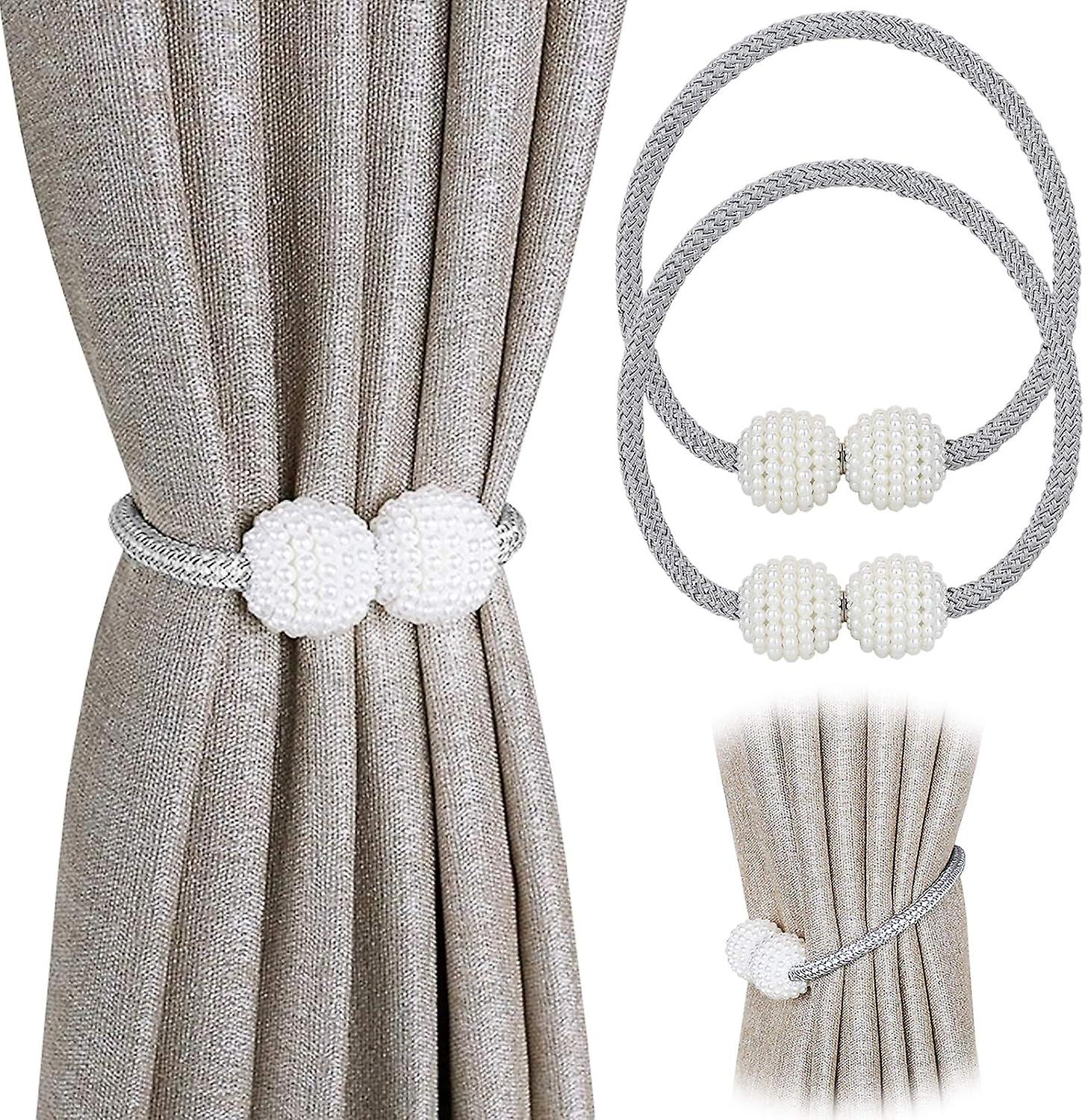 Set of 2 Magnetic Curtain Tiebacks for Small, Thin or Sheer Curtain Tiebacks,Grey. ZeGoods