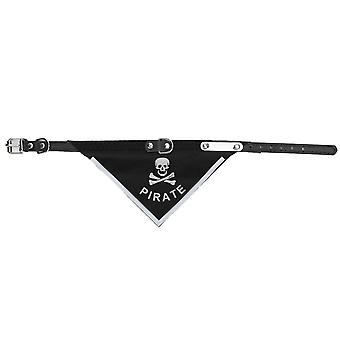 Fashion Pet Scarf Skull Head Pattern Dog Collar Adjustable PU Neck Scarf Pet ClothingBlack XS