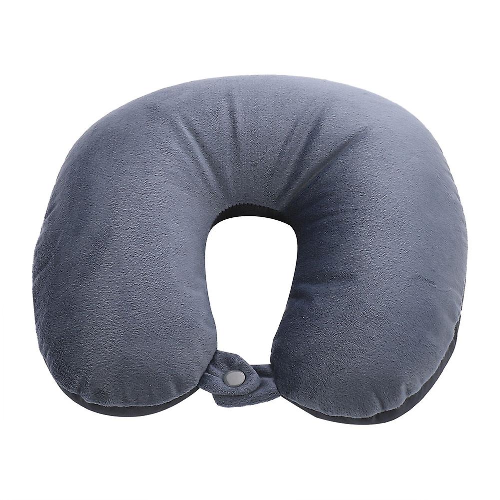 Soft Elastic U shaped Travel Pillow Neck Support Office Rest Cushion with Buckle(Gray)