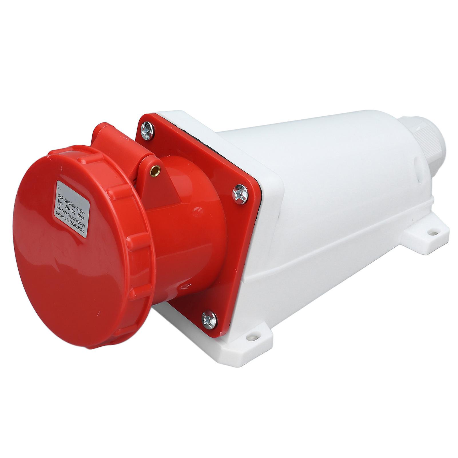 Industrial 3P+E Plug Socket 63A 380-415V IP67 4-Pin Surface Mount