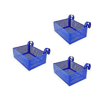 3pcs Poolside Aufbewahrungskorb mit Getränkehalterhaken, dehnbarer Poolspielzeugkorb für die meisten Rahmenpools Poolzubehör