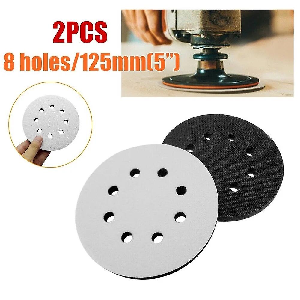 2pcs 5 Inch (125Mm) 8-Hole Soft Sponge Interface Pad for Grinding Pads Hook and Loop for Uneven Surface Polishing~4836
