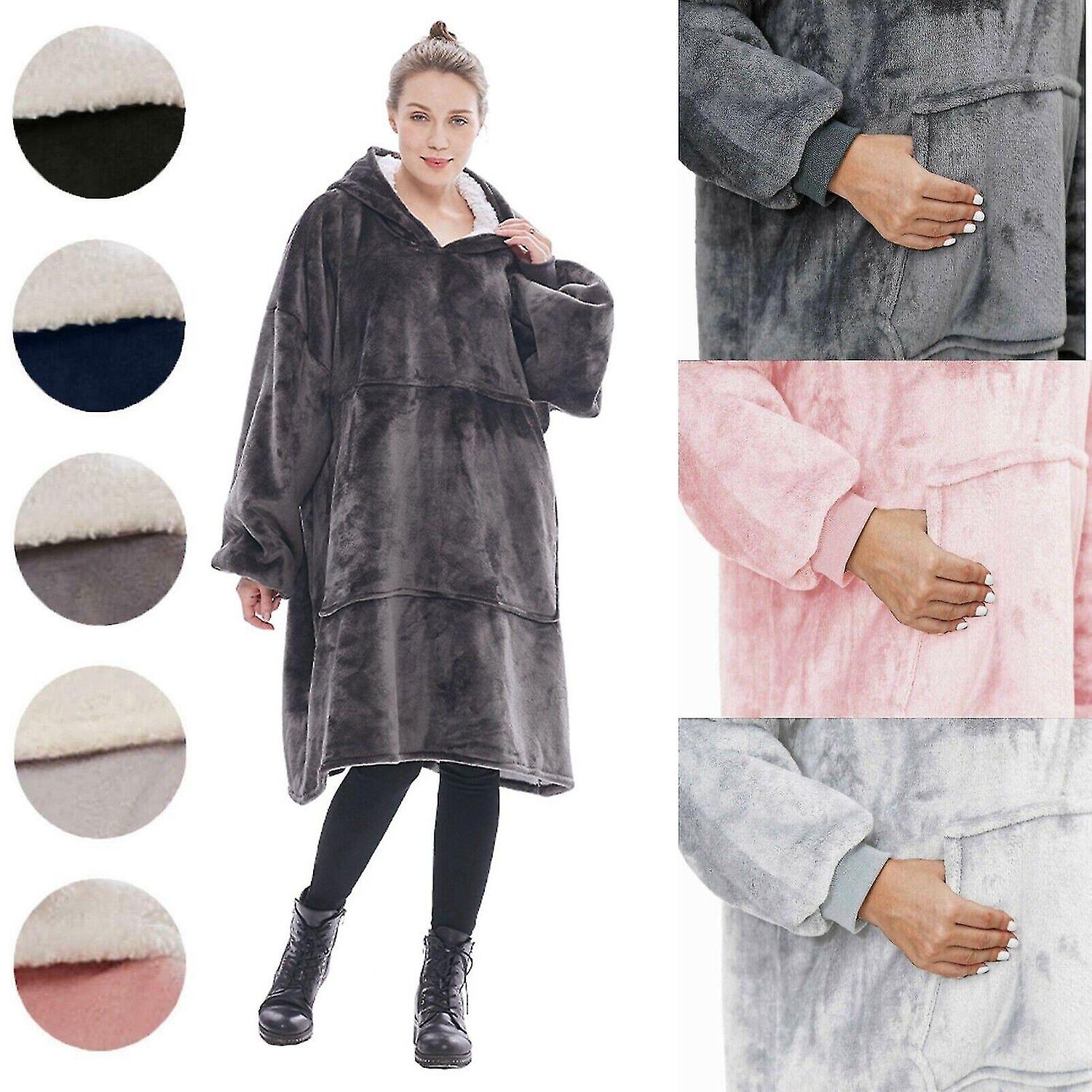 Super Soft Oodie Winter Comfy Nightware Blanket Robe/felpa con cappuccio Felpa Unisex