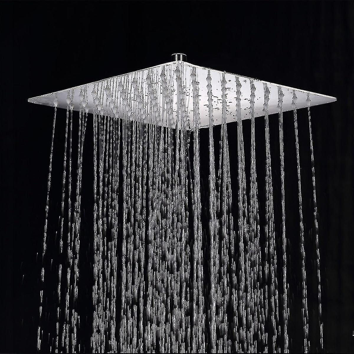 Large Square Stainless Steel Rainfall Shower Head - 8''