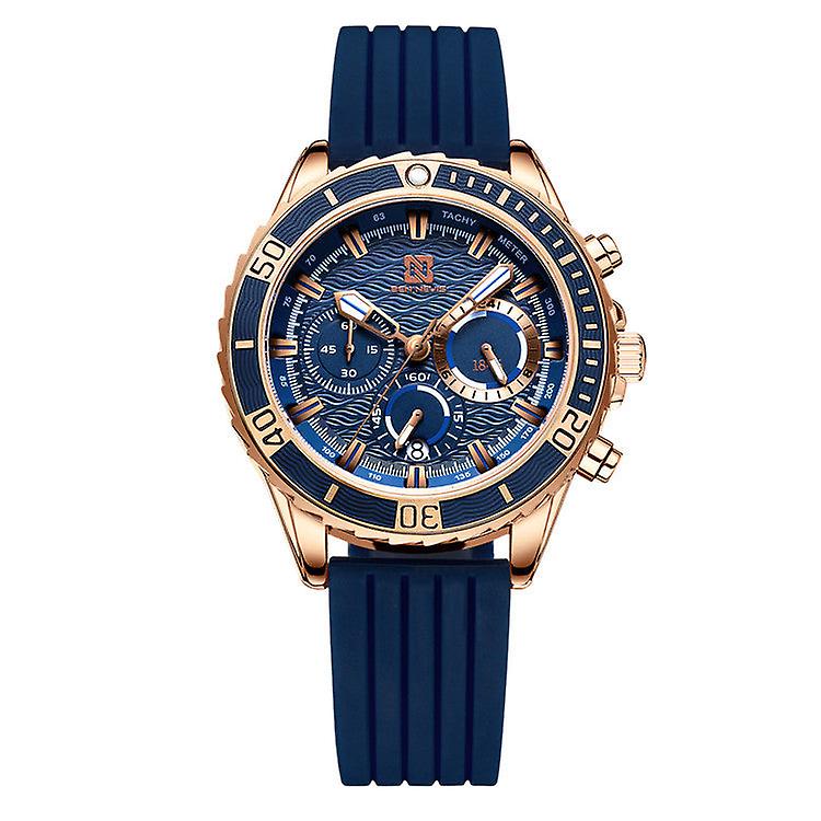 Montres pour hommes Casual Quartz Montre pour hommes Trois-yeux Motif d'eau Montre Cadeau