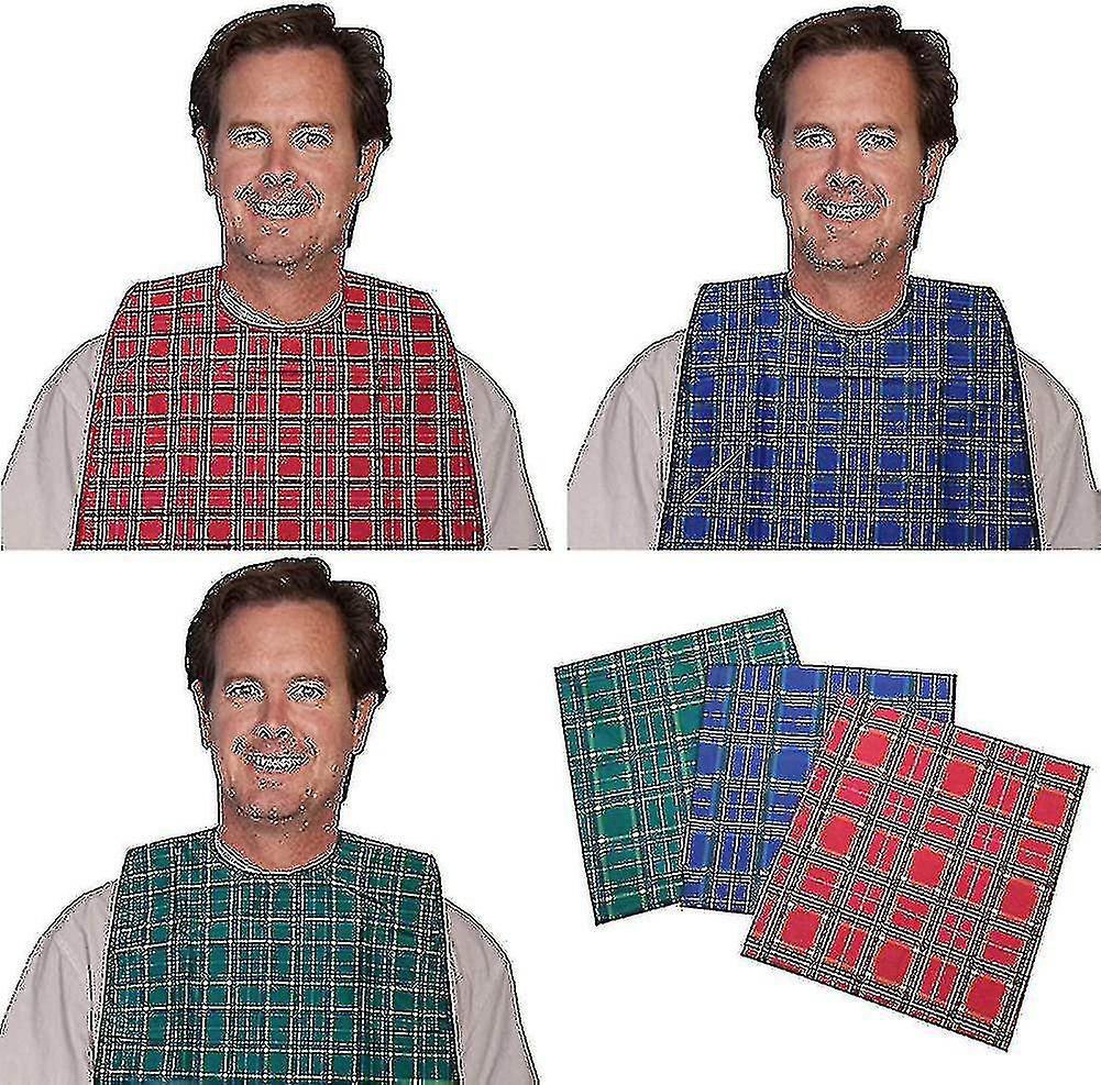 3 Pack Babero adulto para comer Protector de ropa impermeable reutilizable lavable