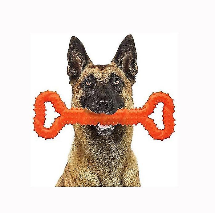 A sturdy interactive dog toy with a convex surface and molar bite resistant pull ring (Orange)