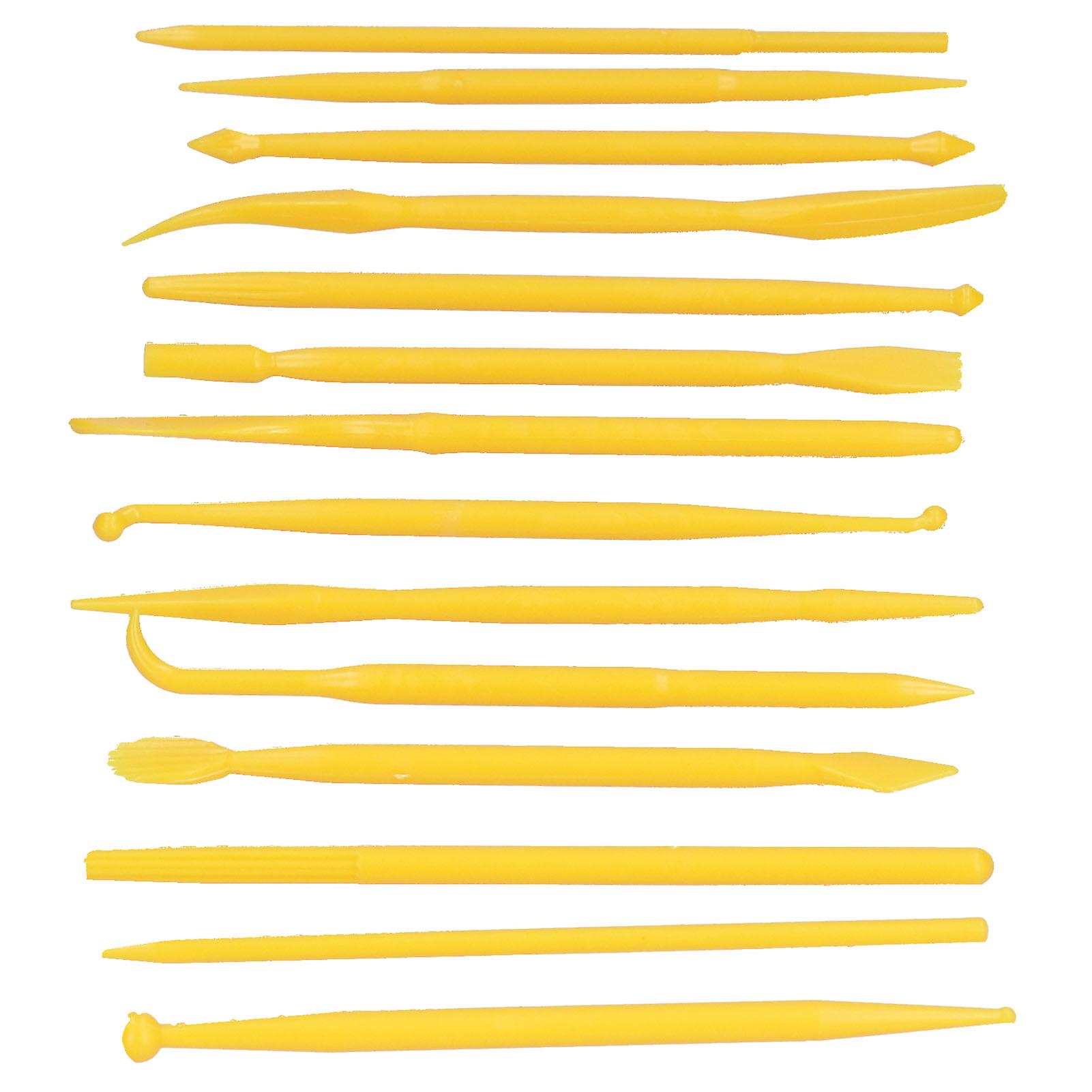 14PCS Yellow Plastic Clay Modeling Tools for Sculpting Decor